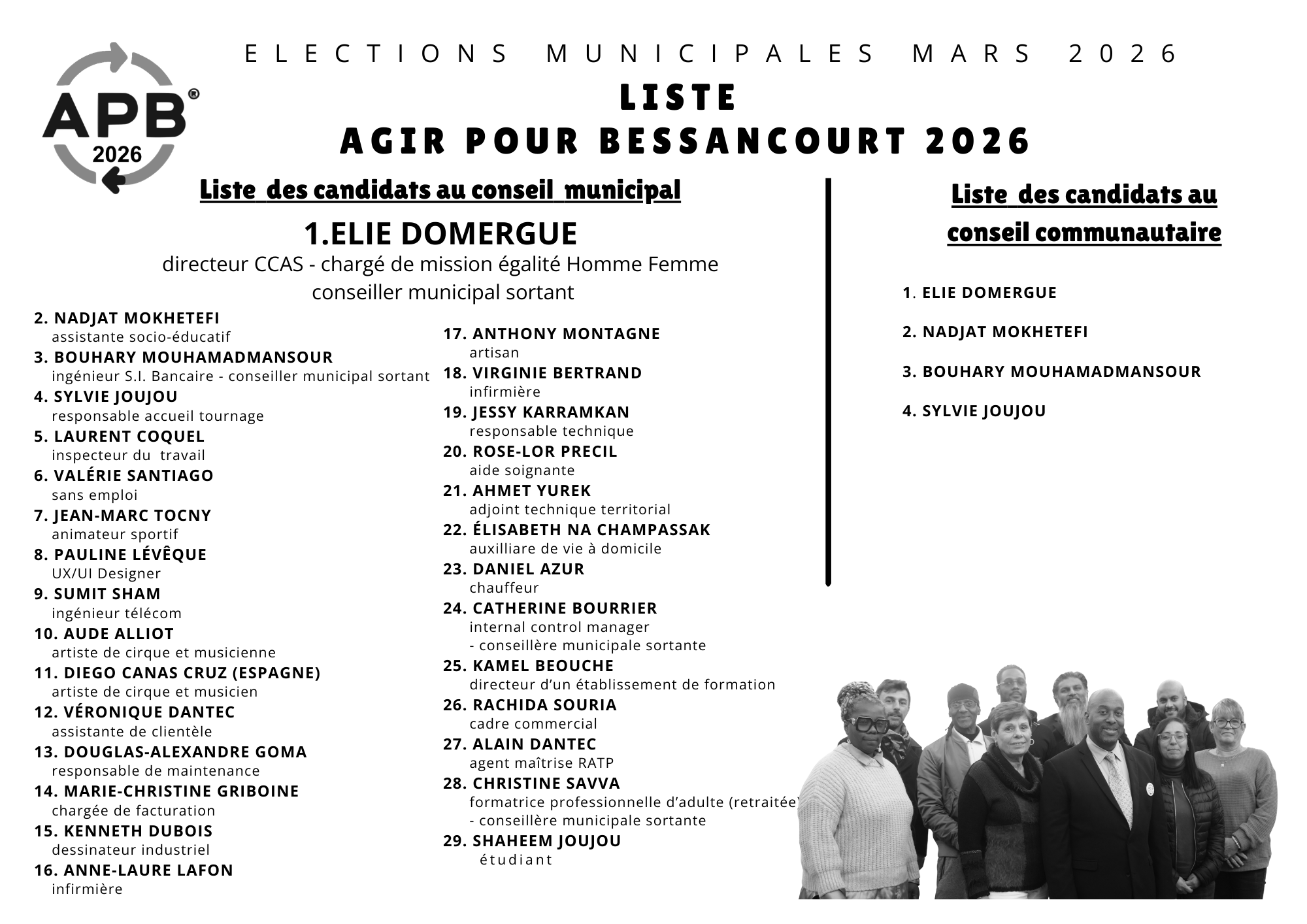 Bulletin de vote - Agir pour Bessancourt 2026